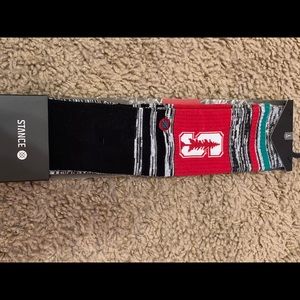 Stance Socks Mens Sz L Stanford Varsity Brand New